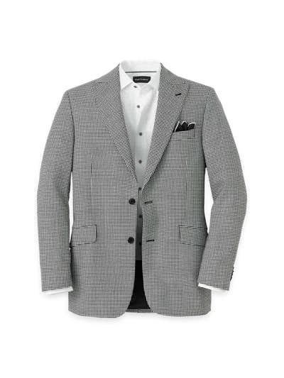 Paul Fredrick Wool Houndstooth Single Breasted Peak Lapel Sport Coat In Gray