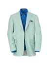 Paul Fredrick Wool Houndstooth Single Breasted Peak Lapel Sport Coat In Green