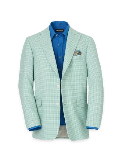Paul Fredrick Wool Houndstooth Single Breasted Peak Lapel Sport Coat In Green