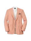 Paul Fredrick Wool Houndstooth Single Breasted Peak Lapel Sport Coat In Orange