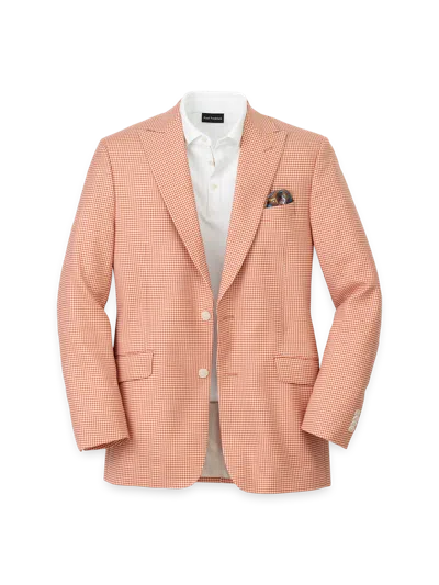 Paul Fredrick Wool Houndstooth Single Breasted Peak Lapel Sport Coat In Orange