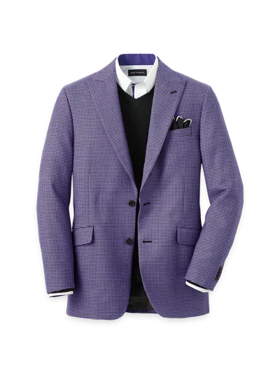 Paul Fredrick Wool Houndstooth Single Breasted Peak Lapel Sport Coat In Purple