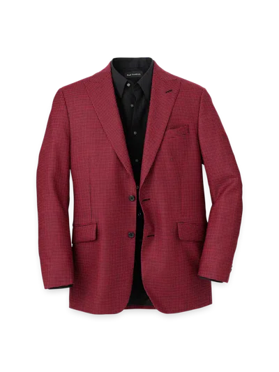 Paul Fredrick Wool Houndstooth Single Breasted Peak Lapel Sport Coat In Red