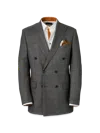 Paul Fredrick Wool Plaid Double Breasted Peak Lapel Suit Jacket In Pink