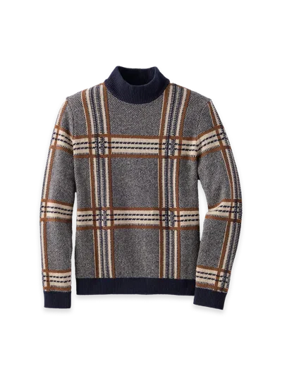 Paul Fredrick Wool Plaid Mockneck Sweater In Multi