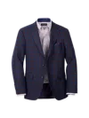 Paul Fredrick Wool Plaid Single Breasted Notch Lapel Sport Coat In Blue