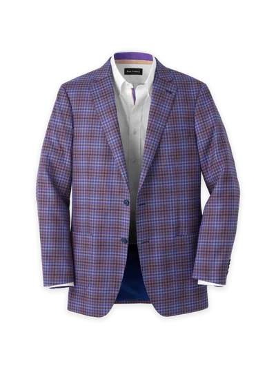 Paul Fredrick Wool Plaid Single Breasted Notch Lapel Sport Coat In Purple