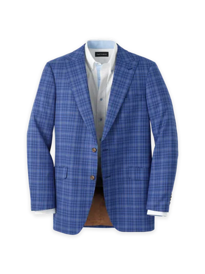 Paul Fredrick Wool Plaid Single Breasted Peak Lapel Sport Coat In Black