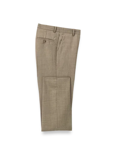 Paul Fredrick Wool Sharkskin Flat Front Pants In Brown