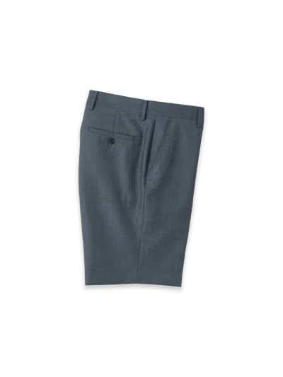 Paul Fredrick Wool Sharkskin Flat Front Shorts In Blue