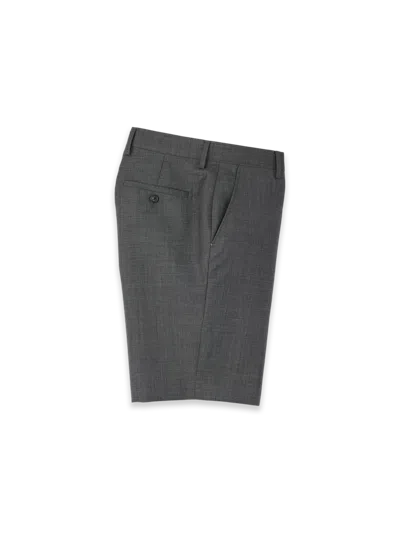 Paul Fredrick Wool Sharkskin Flat Front Shorts In Gray