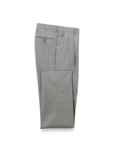 PAUL FREDRICK WOOL SHARKSKIN PLEATED PANTS