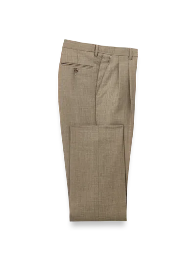PAUL FREDRICK WOOL SHARKSKIN PLEATED PANTS