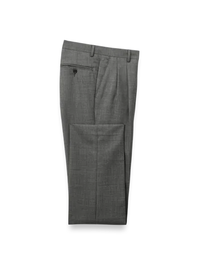PAUL FREDRICK WOOL SHARKSKIN PLEATED PANTS
