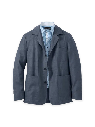 Paul Fredrick Wool Sharkskin Shirt Jacket In Blue