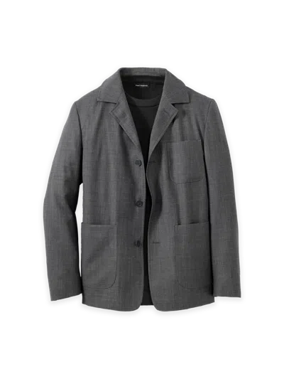Paul Fredrick Wool Sharkskin Shirt Jacket In Gray