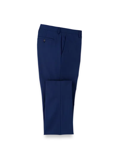 Paul Fredrick Wool Stretch Bengaline Flat Front Suit Pants In Blue