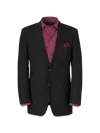 Paul Fredrick Wool Stretch Bengaline Peak Lapel Suit Jacket In Black