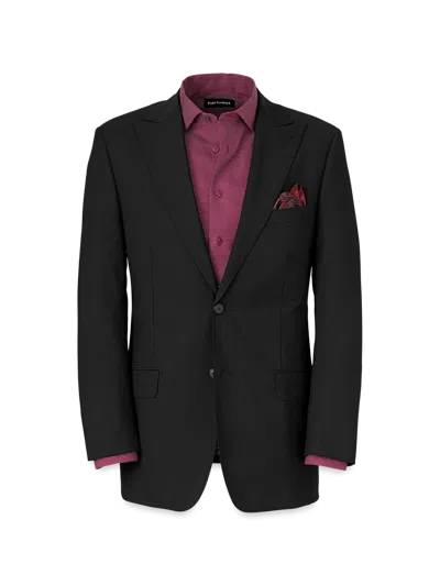 Paul Fredrick Wool Stretch Bengaline Peak Lapel Suit Jacket In Black