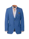Paul Fredrick Wool Stretch Bengaline Peak Lapel Suit Jacket In Blue