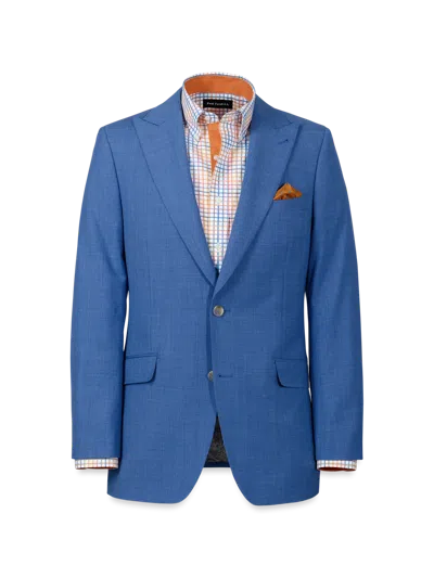 Paul Fredrick Wool Stretch Bengaline Peak Lapel Suit Jacket In Blue