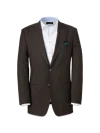 Paul Fredrick Wool Stretch Bengaline Peak Lapel Suit Jacket In Brown