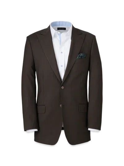 Paul Fredrick Wool Stretch Bengaline Peak Lapel Suit Jacket In Brown