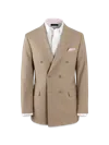 Paul Fredrick Wool Stretch Bengaline Peak Lapel Suit Jacket In Brown