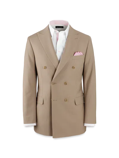Paul Fredrick Wool Stretch Bengaline Peak Lapel Suit Jacket In Brown