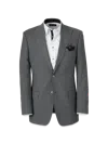 Paul Fredrick Wool Stretch Bengaline Peak Lapel Suit Jacket In Gray