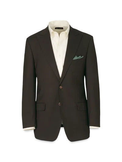 Paul Fredrick Wool Stretch Bengaline Peak Lapel Suit Jacket In Brown
