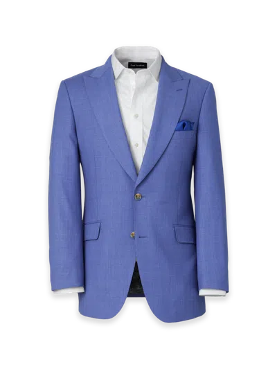 Paul Fredrick Wool Stretch Bengaline Peak Lapel Suit Jacket In Blue
