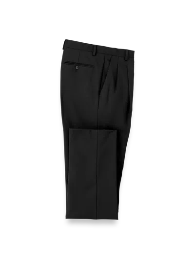 Paul Fredrick Wool Stretch Bengaline Pleated Suit Pants In Black