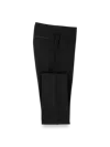 Paul Fredrick Wool Stretch Flat Front Tuxedo Pants In Black