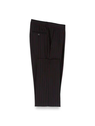 Paul Fredrick Wool Stretch Plaid Single Pleat Suit Pants In Black