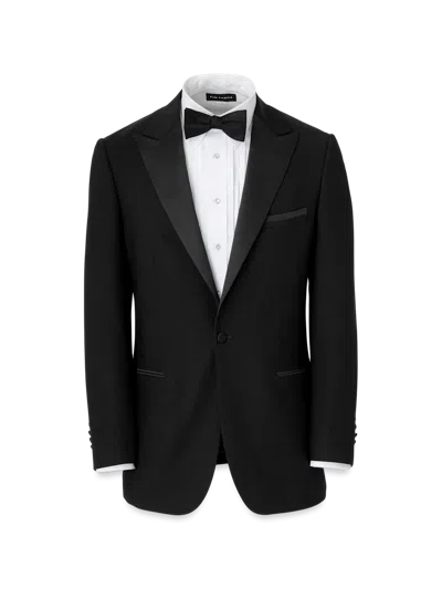 Paul Fredrick Wool Stretch Single Breasted Peak Lapel Tuxedo Jacket In Black