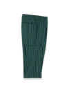Paul Fredrick Wool Stretch Stripe Single Pleat Suit Pants In Green