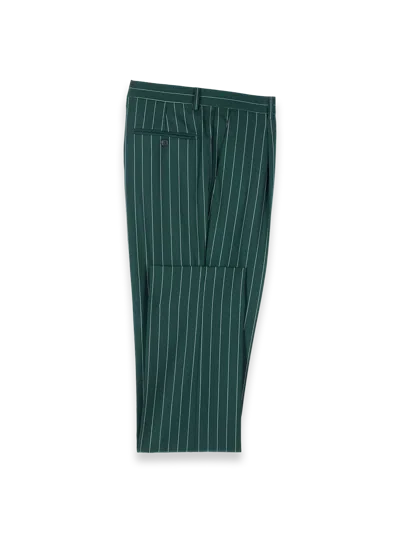 Paul Fredrick Wool Stretch Stripe Single Pleat Suit Pants In Green