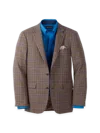Paul Fredrick Wool Windowpane Single Breasted Notch Lapel Sport Coat In Brown