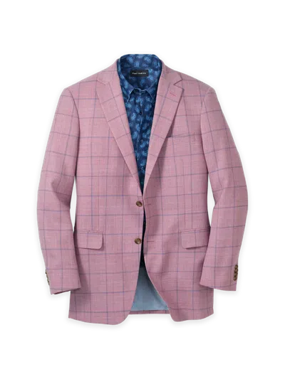 Paul Fredrick Wool Windowpane Single Breasted Notch Lapel Sport Coat In Purple