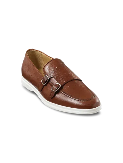 Paul Fredrick Zeke Monk Strap Loafer In Brown