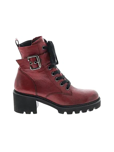 Pre-owned Paul Green Ankle Boots In Burgundy