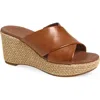 Paul Green Ashley Wedge Slide Sandal In Cognac Leather