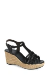 Paul Green Ava Wedge Sandal In Black Star Leather