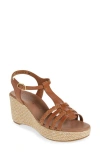 Paul Green Ava Wedge Sandal In Cognac Leather