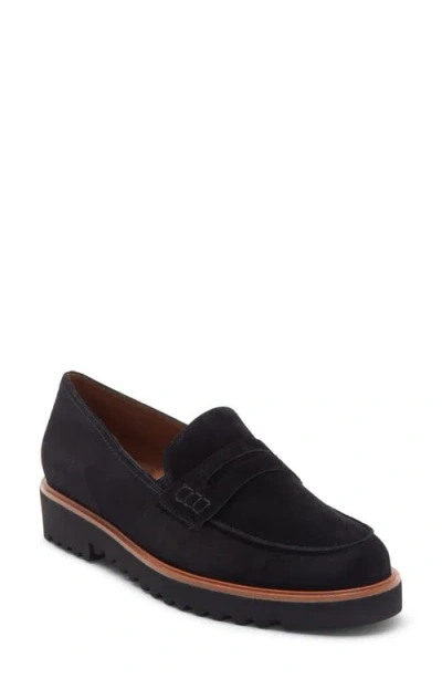Paul Green Carmel Lug Penny Loafer In Black