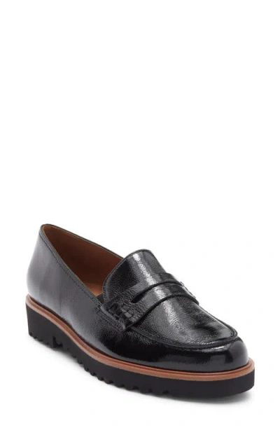 Paul Green Carmel Lug Penny Loafer In Black