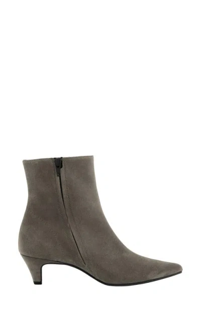 Paul Green Ciara Pointed Toe Kitten Heel Bootie In Grey Suede