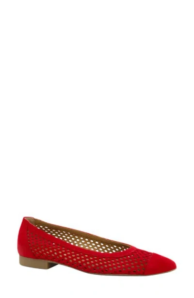 Paul Green Deanna Pointed Cap Toe Flat In Red