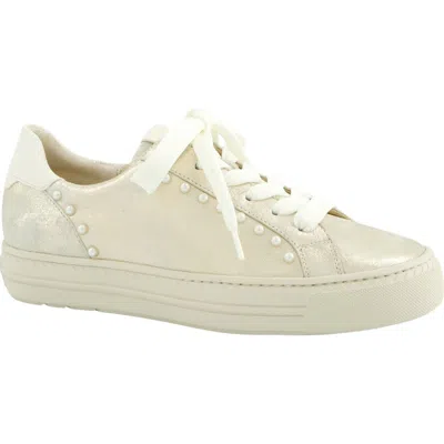 Paul Green Dinah Faux Pearl Trim Sneaker In Neutral